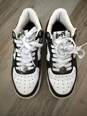 Bape women’s Black and White Low-Top Sneakers